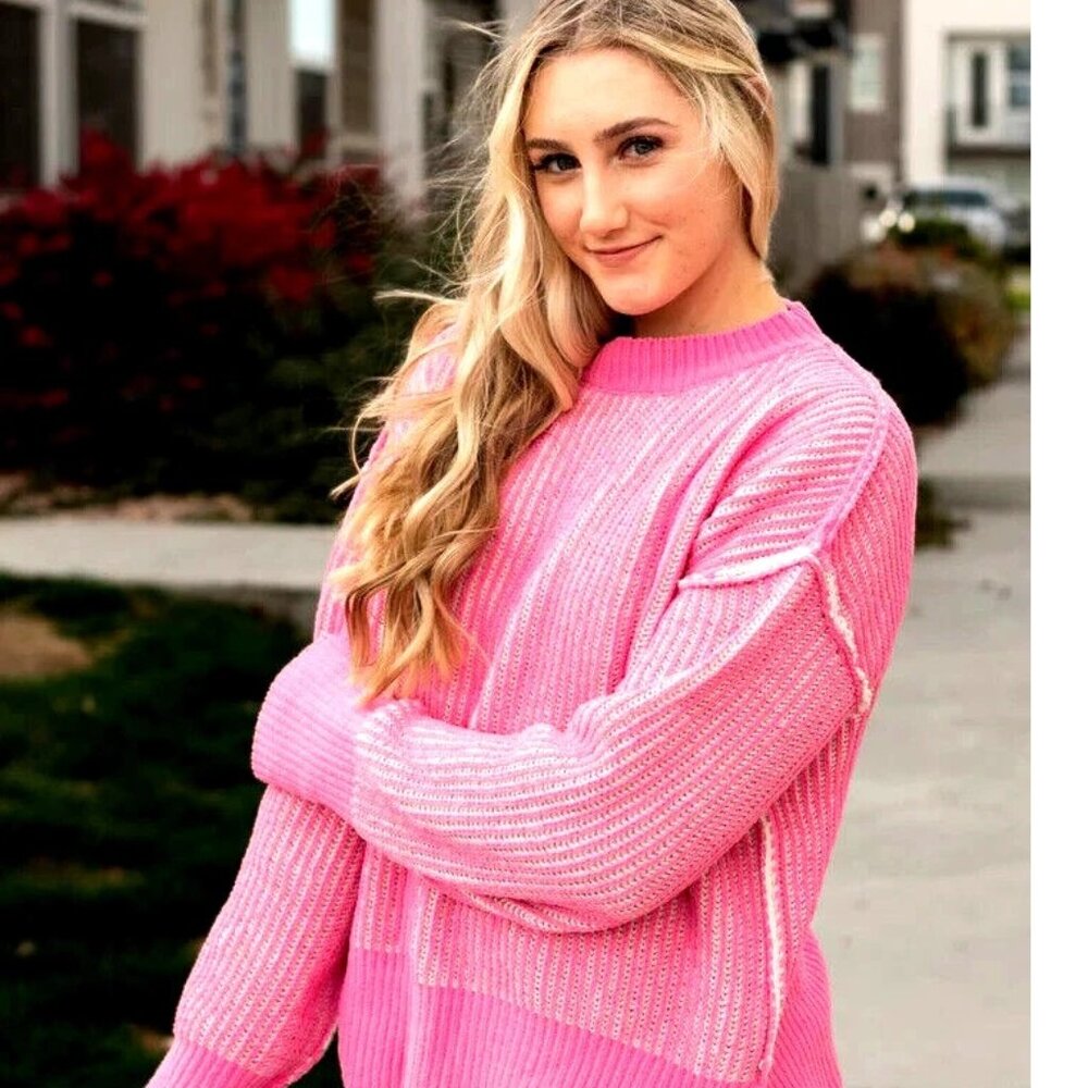 NWT New In JAYDA Lighweight Pretty in Pink Boutique Knit Sweater Size 2X